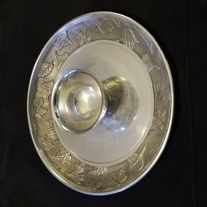 Festive serving tray with separate but matching bowl. Pretty for the holidays!